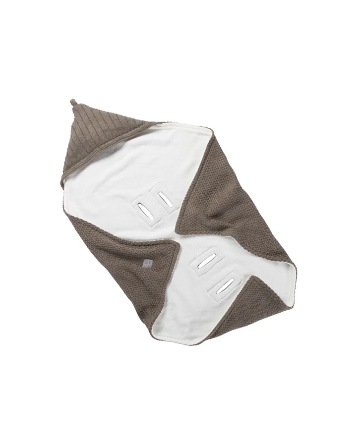 Einschlagdecke Babyschale Bio-Baumwolle dark brown melange Maße 75 x 75 cm
