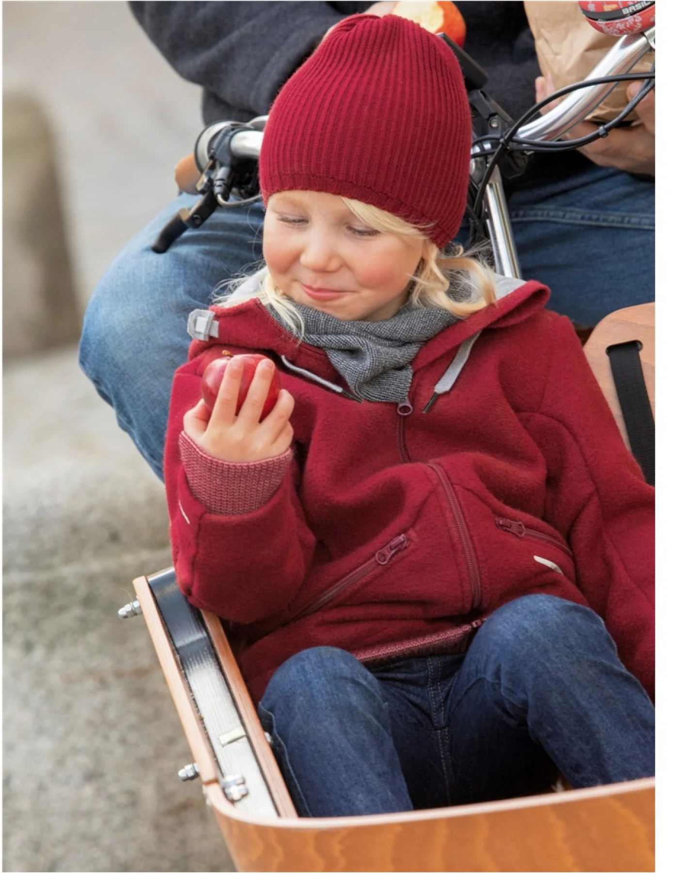 Disana Kinder Mütze Bio-Merinowolle Strick Qualität bordeaux Gr. 2 – Ansicht 2