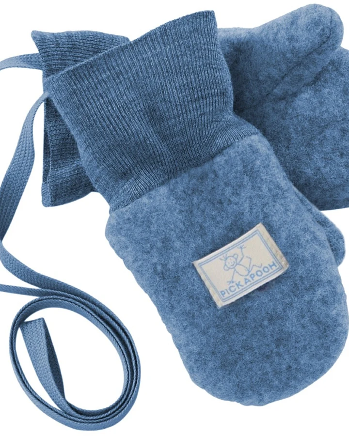 Pickapooh Baby und Kinder Fäustlinge Bio-Schurwolle Fleece jeans Gr. 2 (bis 2 Jahre)