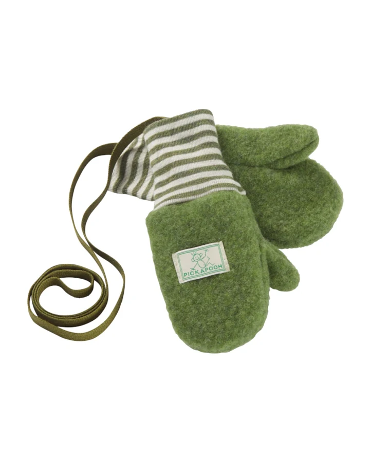 Pickapooh Baby und Kinder Fäustlinge Bio-Merinowolle Fleece moos Gr. 2 (bis 2 Jahre)