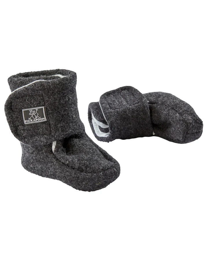 Pickapooh Baby Hausschuhe Walkpuschen anthrazit Gr. 2 (3-6 Monate)