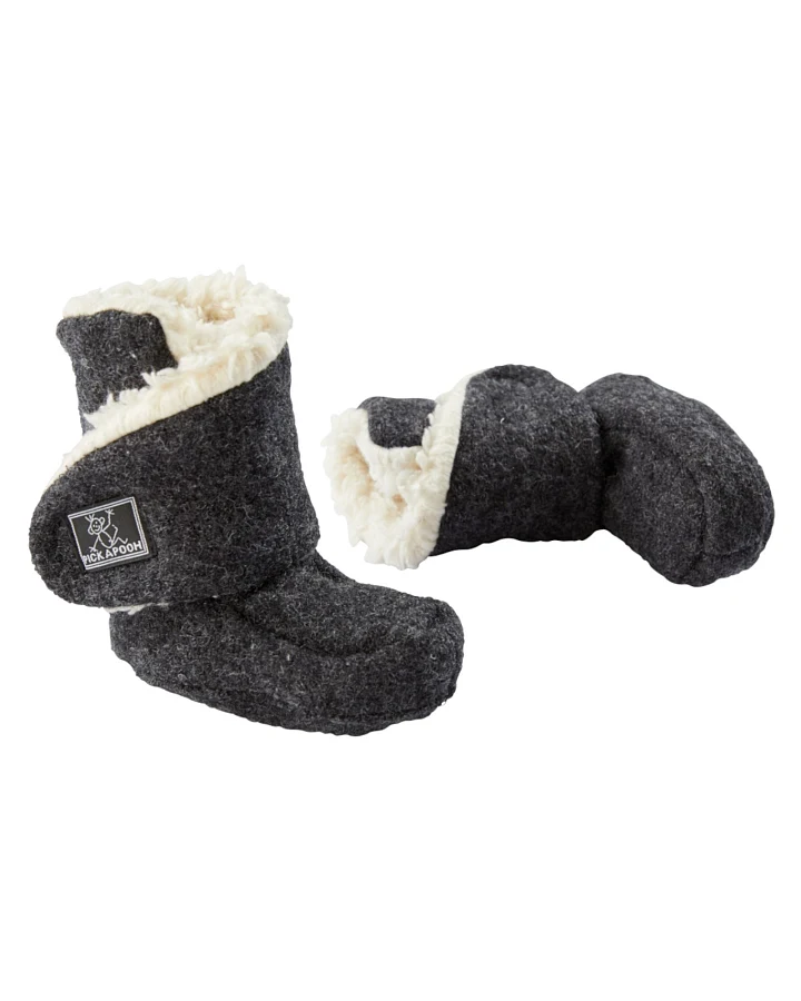 Pickapooh Baby Hausschuhe Babyschuhe Walk-Boots mit Klettverschluss anthrazit Gr. 3 (6-9 Monate)