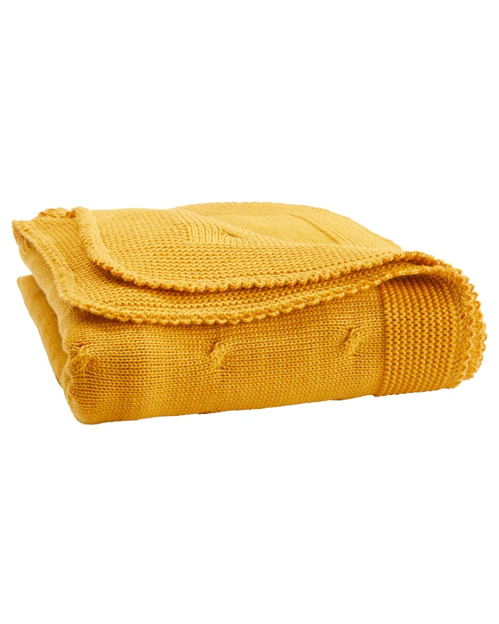 Babydecke Bio-Merinowolle Twist kurkuma Maße 80 x 80 cm