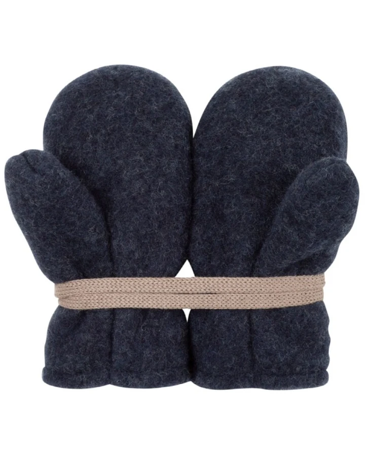 PURE PURE by Bauer Baby Handschuhe Fäustlinge Bio-Merinowolle Fleece marine Gr. 1 (6-12 Monate)