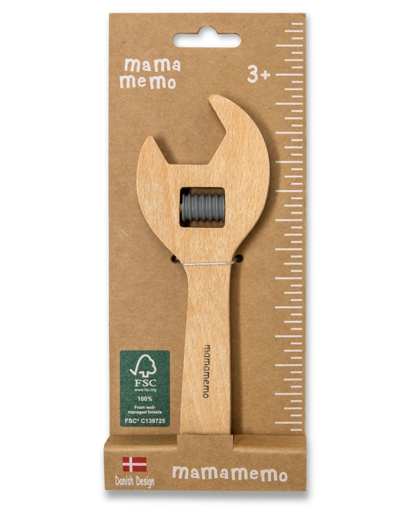 Kinder Schraubenschlüssel aus Holz Maße 17 x 6 x 1 cm – Ansicht 2