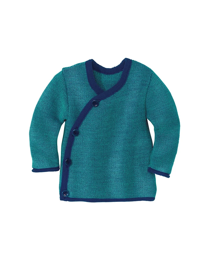 Disana Baby Jacke Bio-Merinowolle melange-marine-lagoon Gr. 74/80