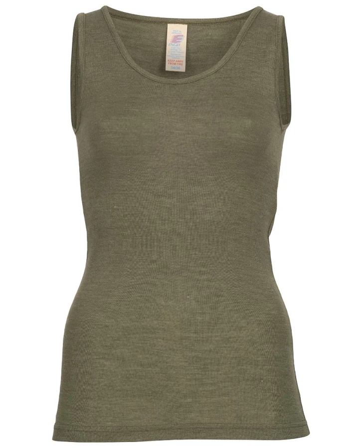 Engel Natur Damen Unterhemd Wolle Seide olive Gr. 42/44