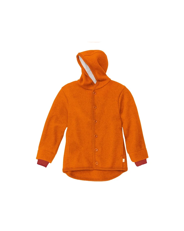 Disana Kinder Jacke mit Kapuze Bio-Merinowolle Walk orange Gr. 98/104