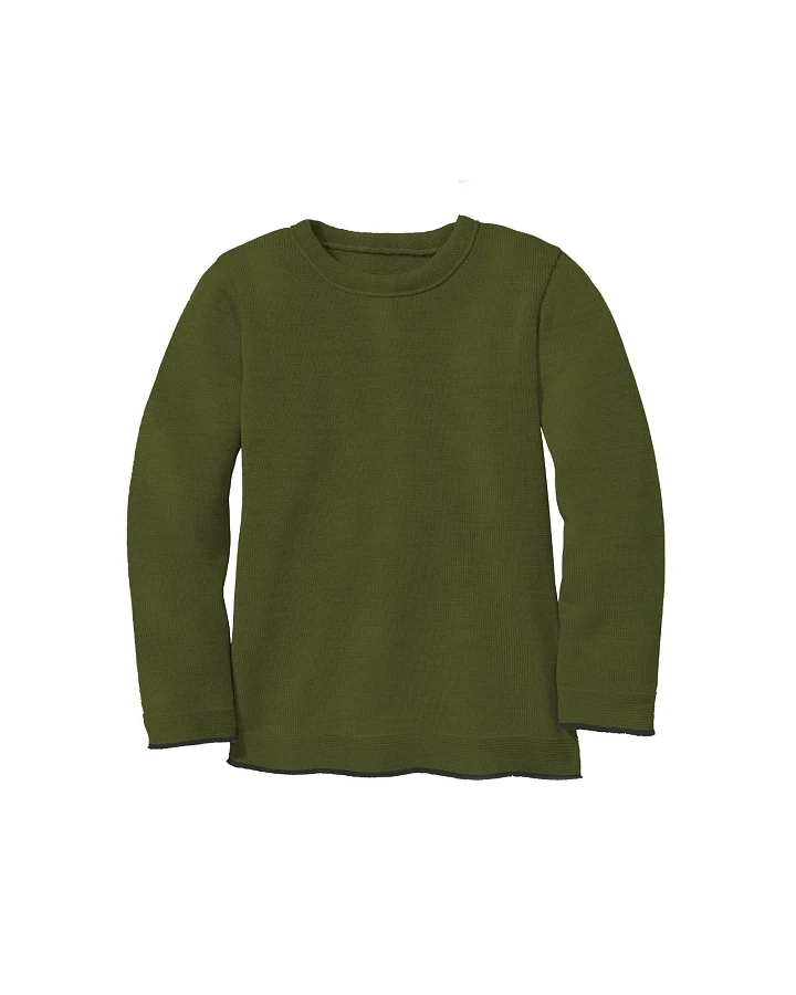 Disana Kinder Strickpullover Bio-Merinowolle oliv Gr. 98/104