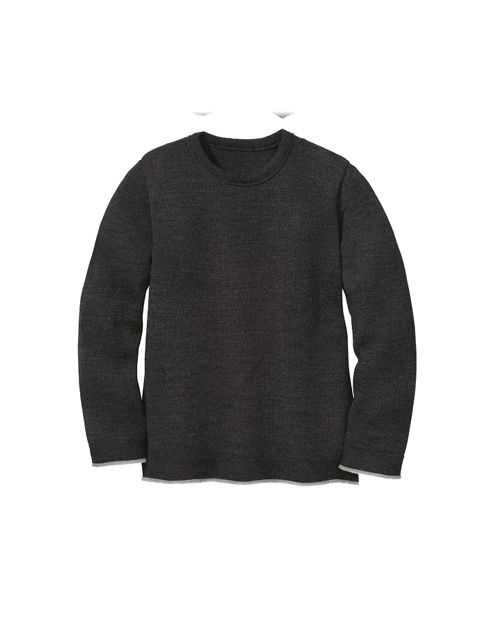 Disana Kinder Strickpullover Bio-Merinowolle anthrazit Gr. 110/116