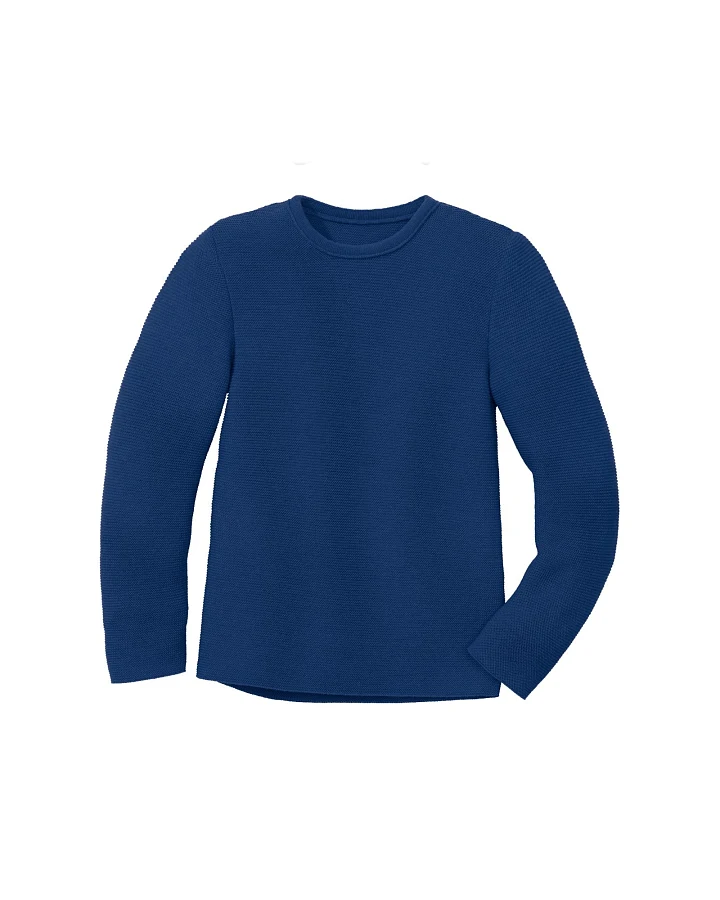 Disana Kinder Pullover Bio-Merinowolle Linksstrick marine Gr. 86/92