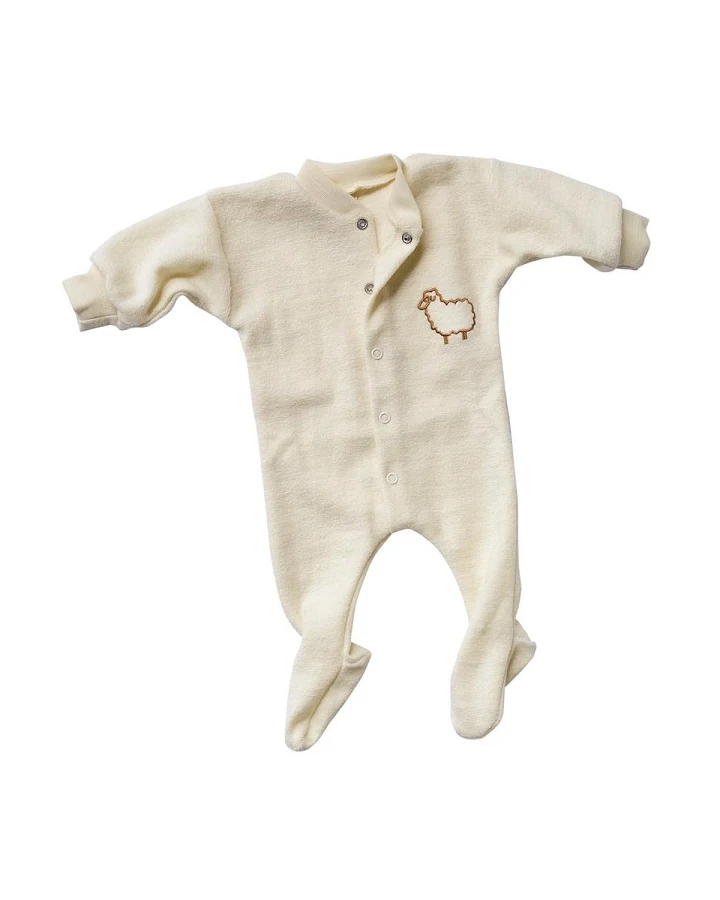 Engel Natur Frühchen und Baby Schlafanzug mit Fuß Bio-Merinowolle Frottee natur Gr. 50