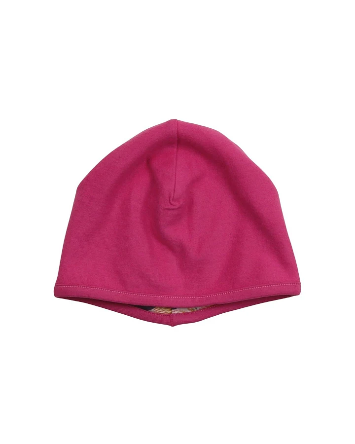Kinder Wende Mütze Bio-Baumwolle Vogeldruck plum-pink Gr. 53/55