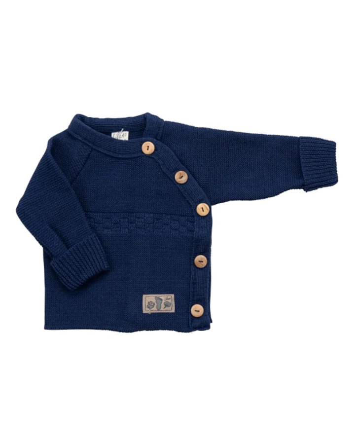 Lilano Babyjäckchen Bio-Schurwolle marine Gr.50/56
