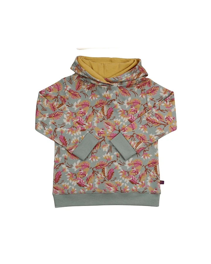 Hoodie Kapuzenpullover Bio-Baumwolle Blätter light-sage Gr. 86/92