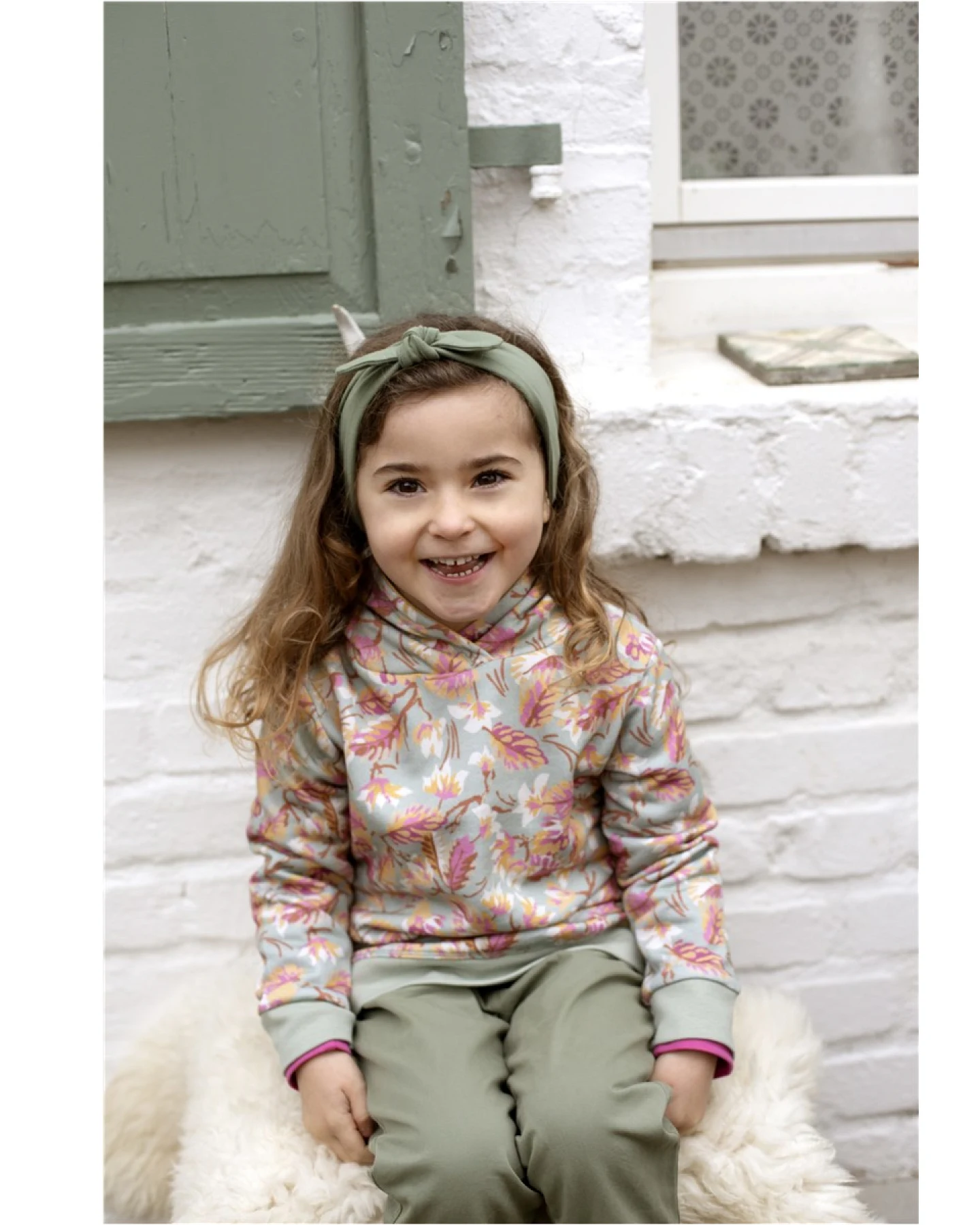 Hoodie Kapuzenpullover Bio-Baumwolle Blätter light-sage Gr. 86/92 – Ansicht 2