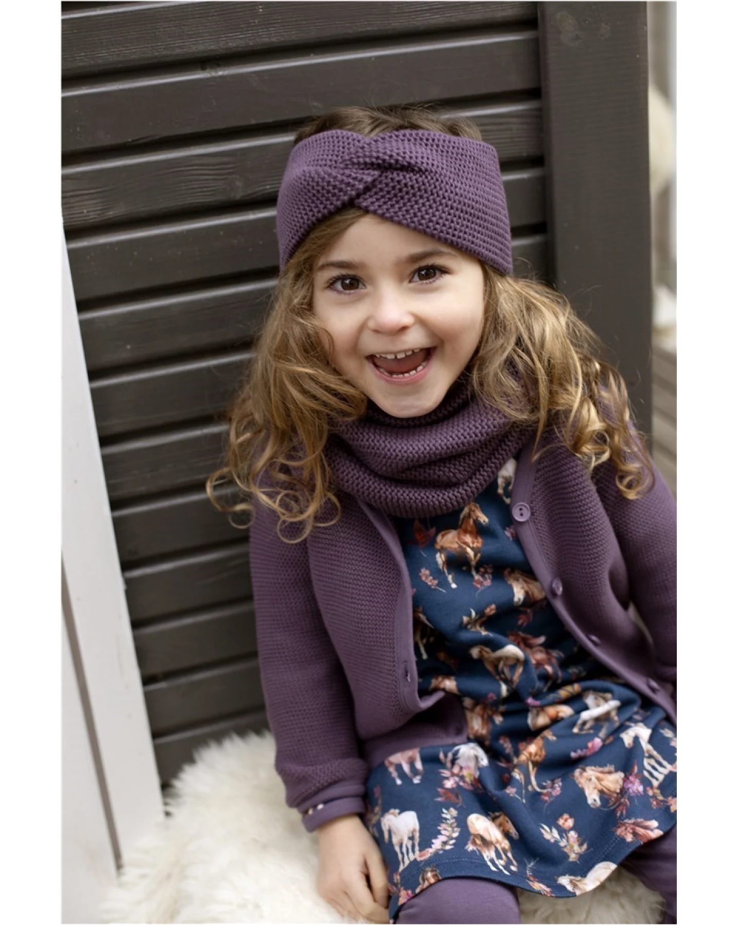 Kinder Strickjacke Bio-Baumwolle plum Gr. 86/92 – Ansicht 2