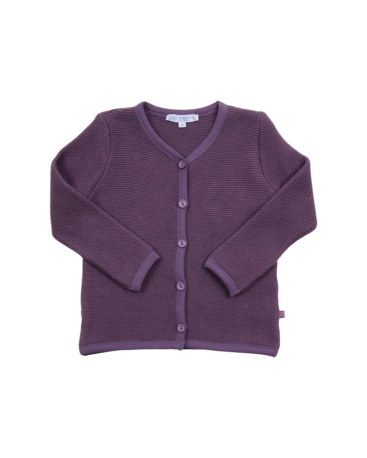 Kinder Strickjacke Bio-Baumwolle plum Gr. 98