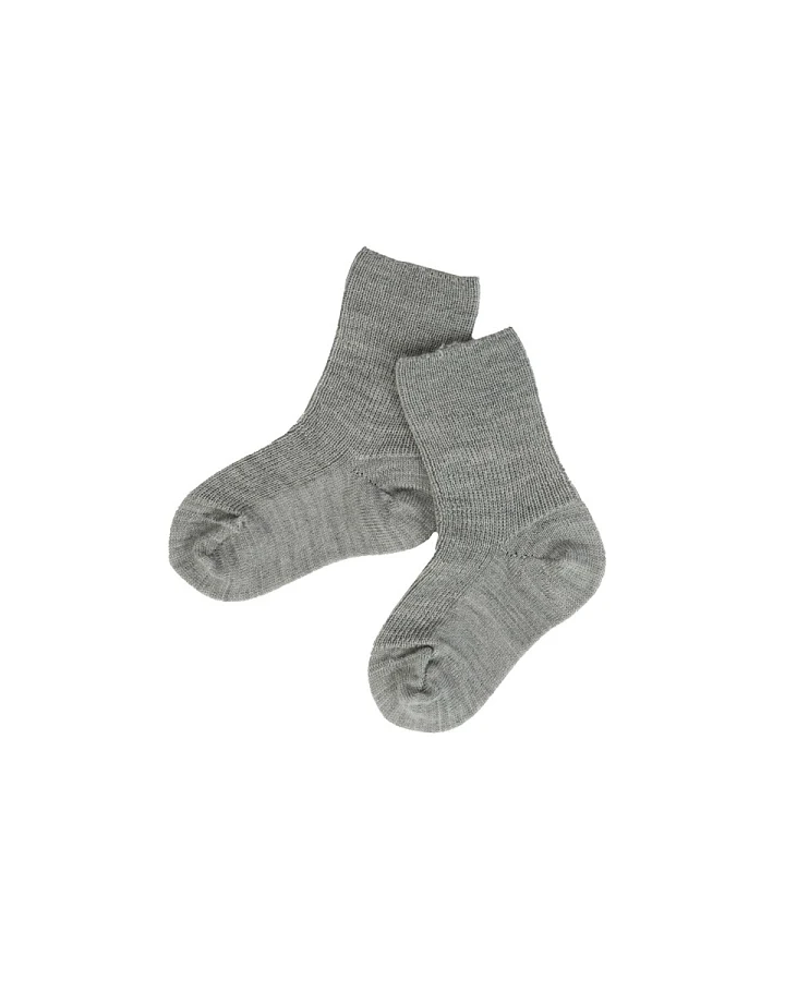 Baby Socken Bio-Schurwolle Feinstrick naturgrau-melange Gr. 00