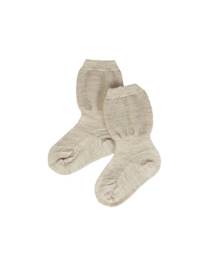 Feine Babysocken Bio-Schurwolle hellbraun-melange Gr. 00