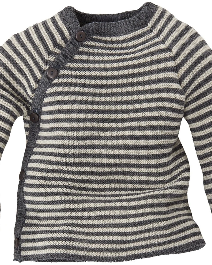 Baby Jacke Schlüttli Bio-Merinowolle grau-natur Gr.62-68