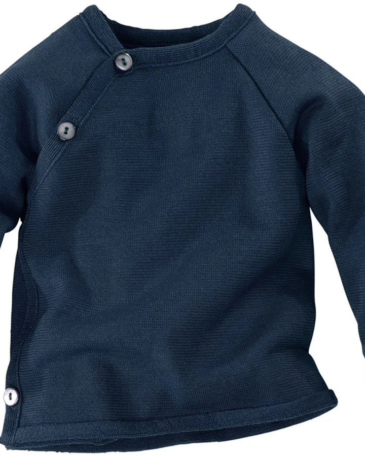 Baby Jacke Schlüttli Wolle Seide marine Gr.50-56