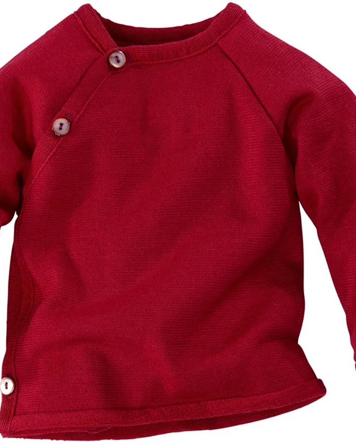 Baby Jacke Schlüttli Wolle Seide rot Gr. 62-68