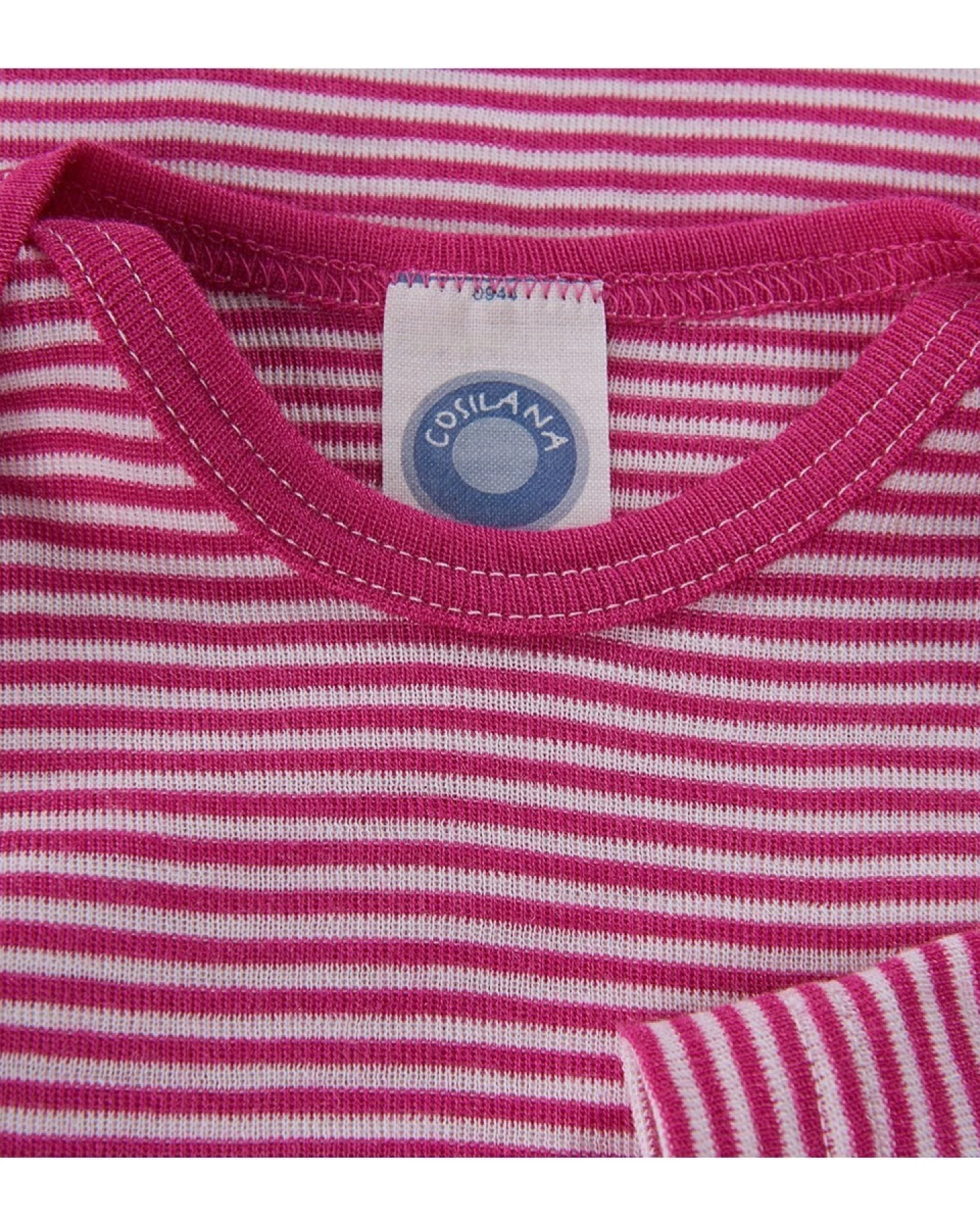 Cosilana Baby und Kinder Schlupfhemd Langarm Wolle Seide pink-geringelt Gr.86/92 – Ansicht 2