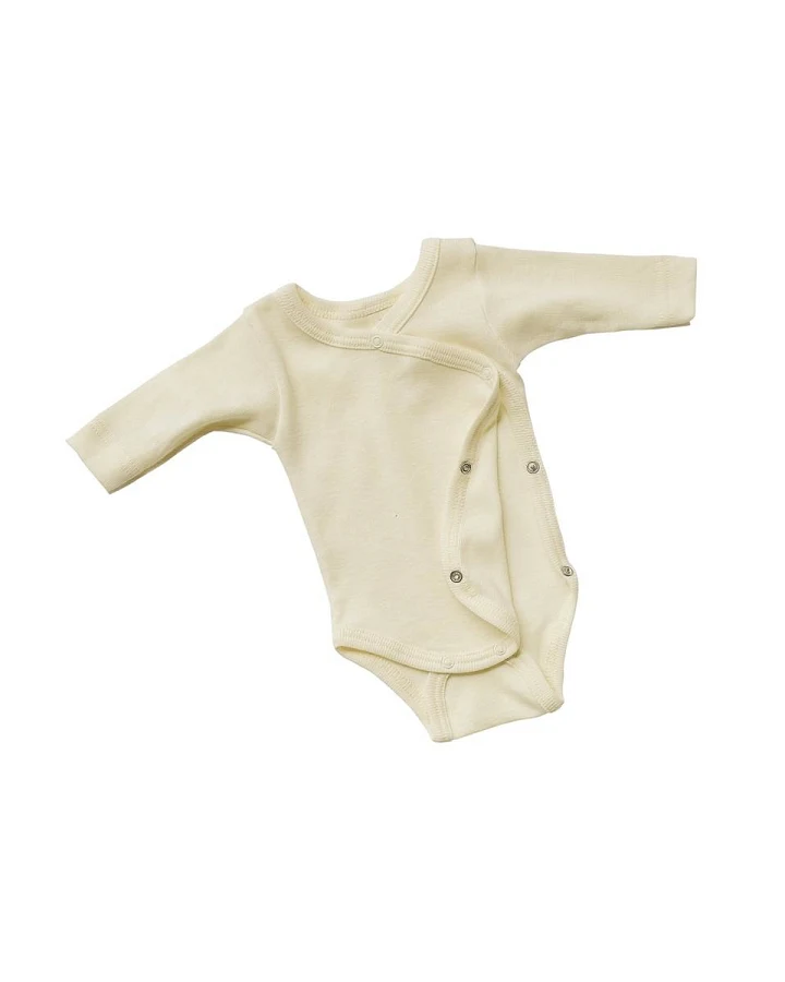Engel Natur Frühchen und Baby Wickelbody Wolle Seide Langarm natur Gr. 50
