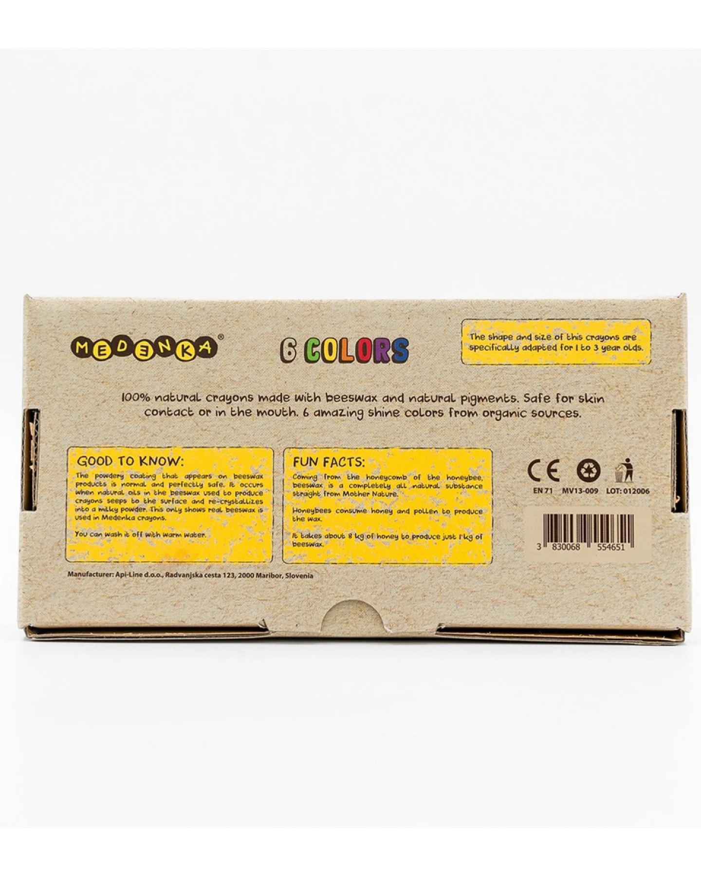 Bienen Wachsmalstifte Junior, 6 extra dicke Stifte Maße Stift 6 cm, Durchmesser 2 cm – Ansicht 2