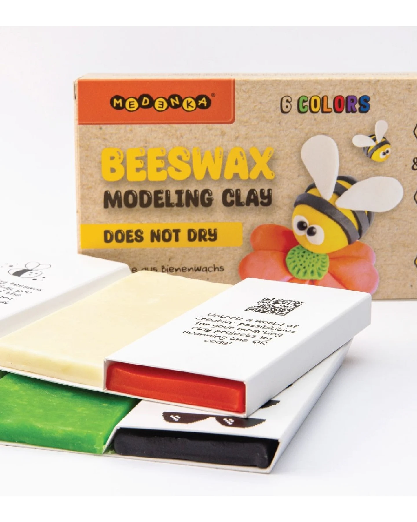 Bienenwachs Knetmasse, 6 Farben Maße 1 Knetmasseblock 9 x 5 x 0,8 cm – Ansicht 2