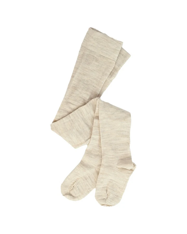 Kinder Strumpfhose Bio-Schurwolle Bio-Baumwolle hellbraun-melange Gr. 3-4