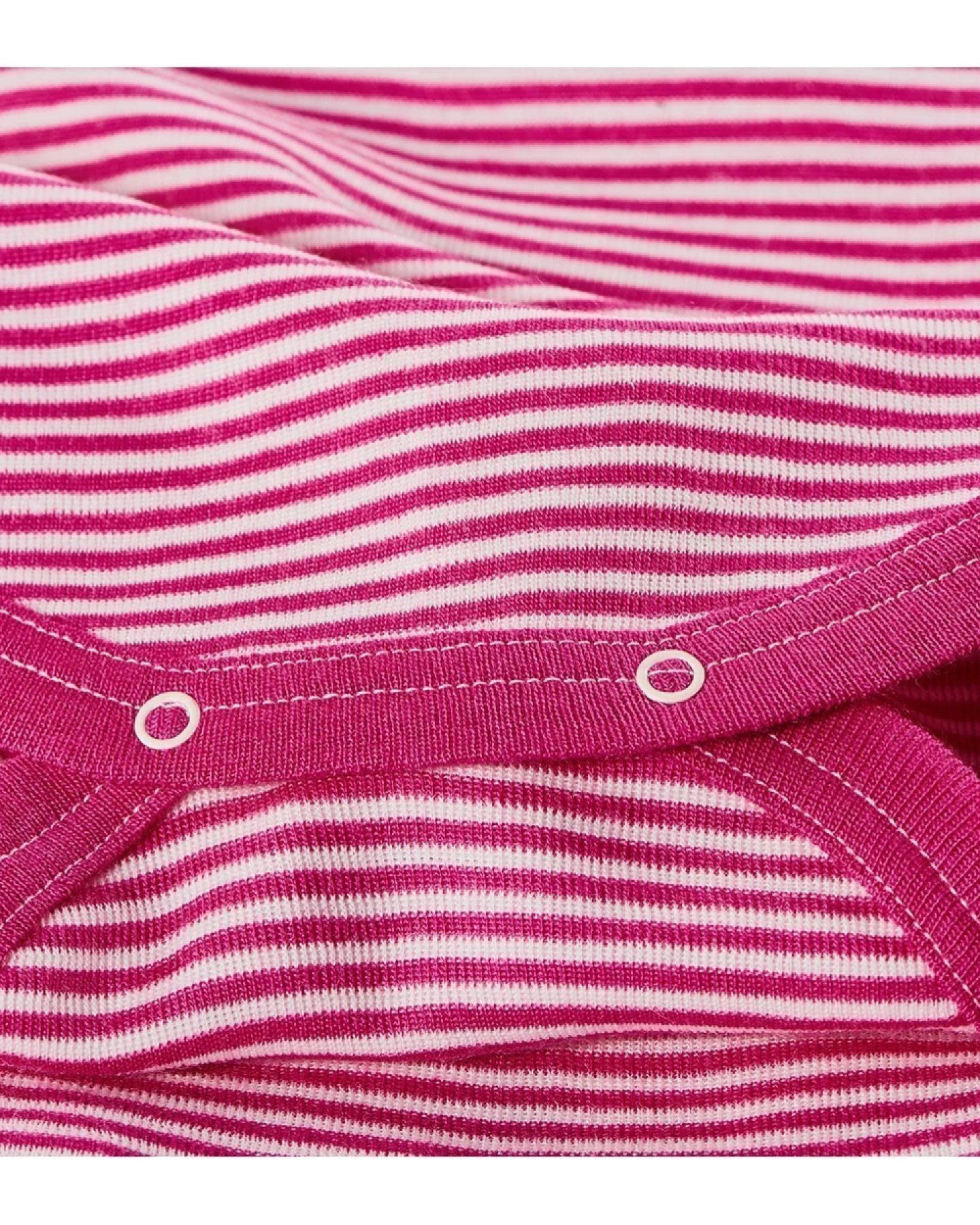 Cosilana Baby Body Langarm Wolle Seide pink-geringelt Gr.62/68 – Ansicht 2