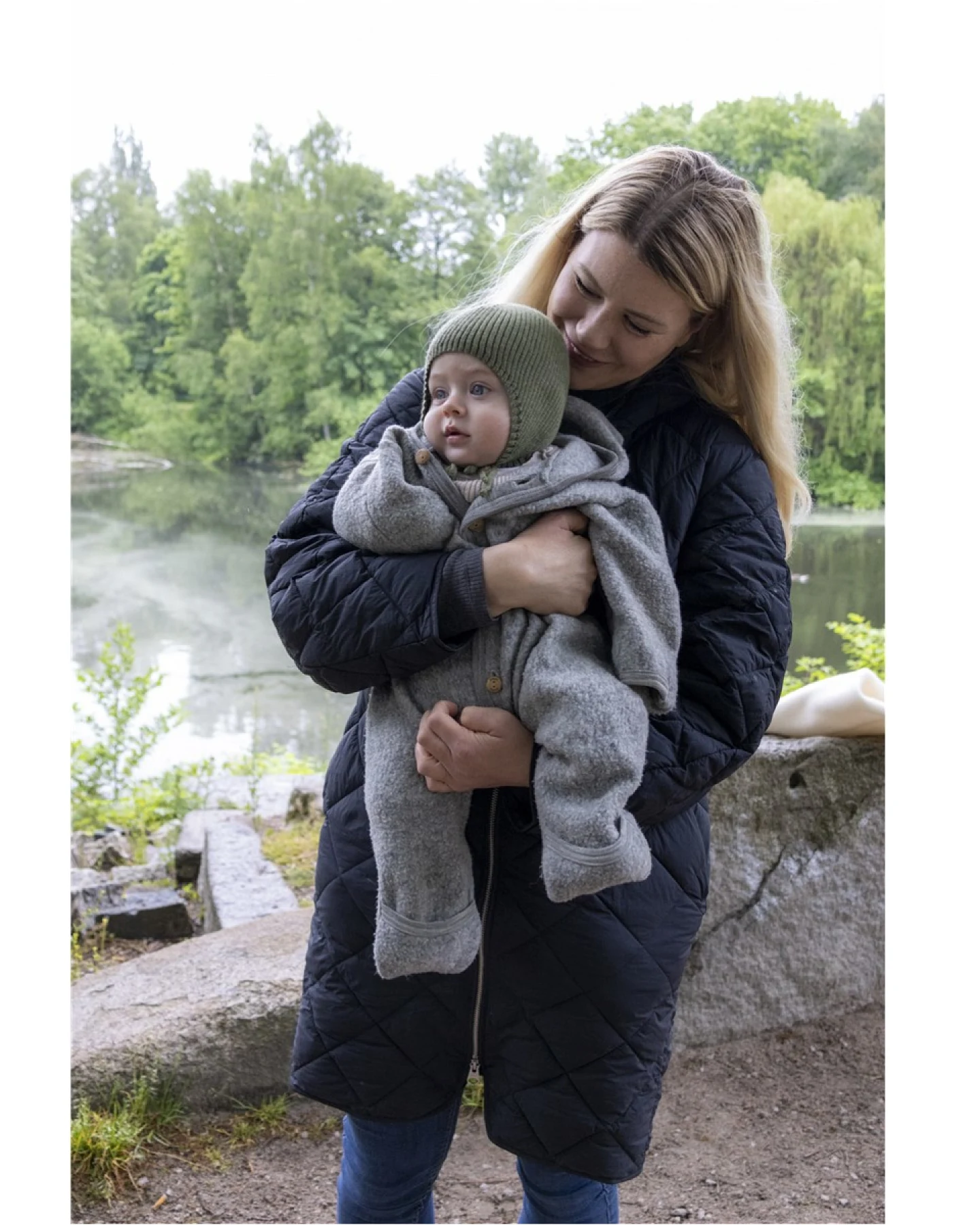 Pickapooh Baby Mütze Wolle Seide Feinstrick olive Gr. 2 (42-46 cm) – Ansicht 2