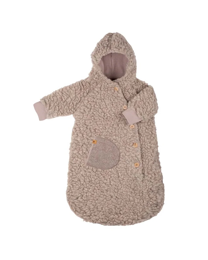 PURE PURE by Bauer Fußsack Kinderwagen mit Kapuze Bio Schurwolle Plüsch kaschmir Gr.62/68