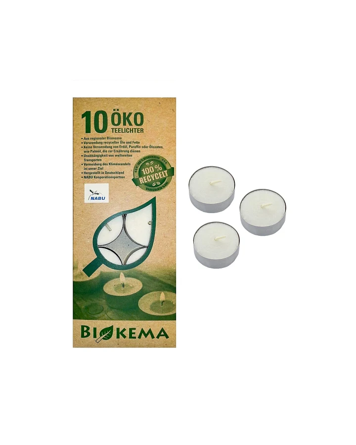 Bio-Teelichter mit Hülle 10er Schachtel