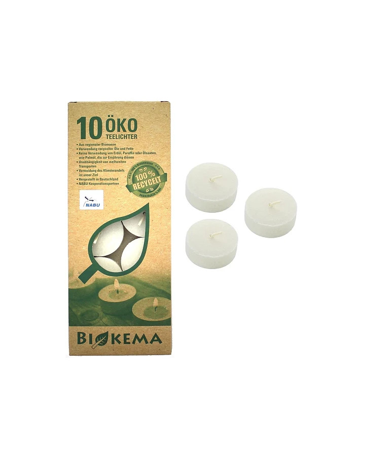 Bio-Teelichter ohne Hülle 10er Schachtel