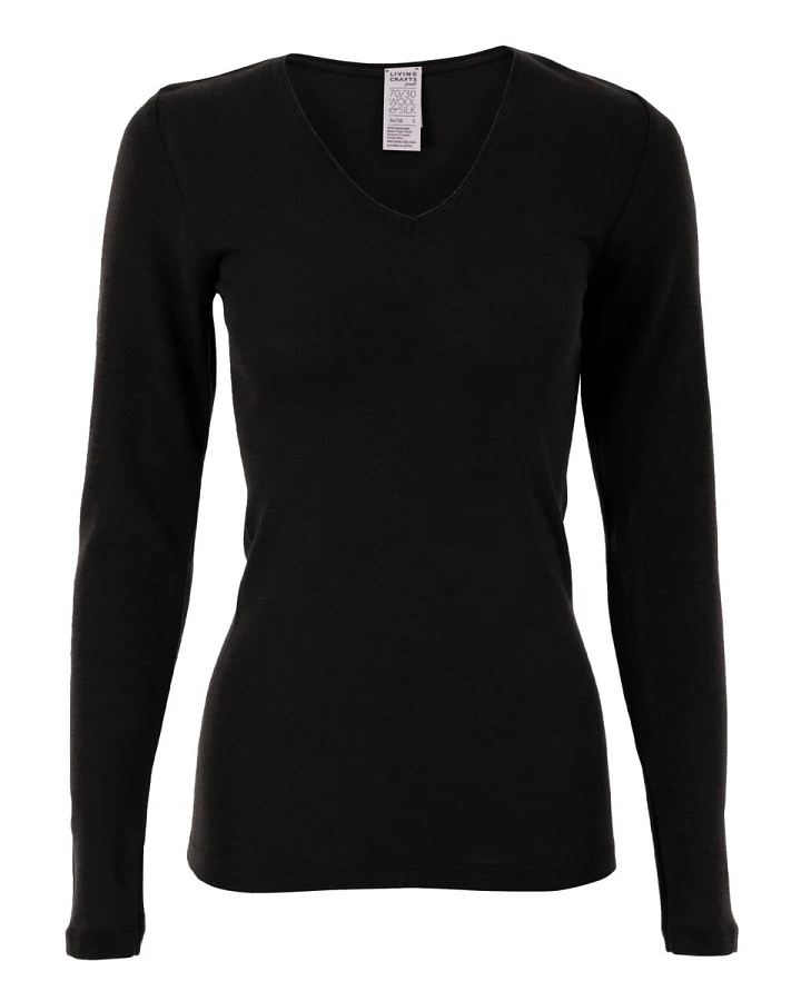 Living Crafts Damen Langarm-Shirt "Felicia", black schwarz;Gr. 36/38