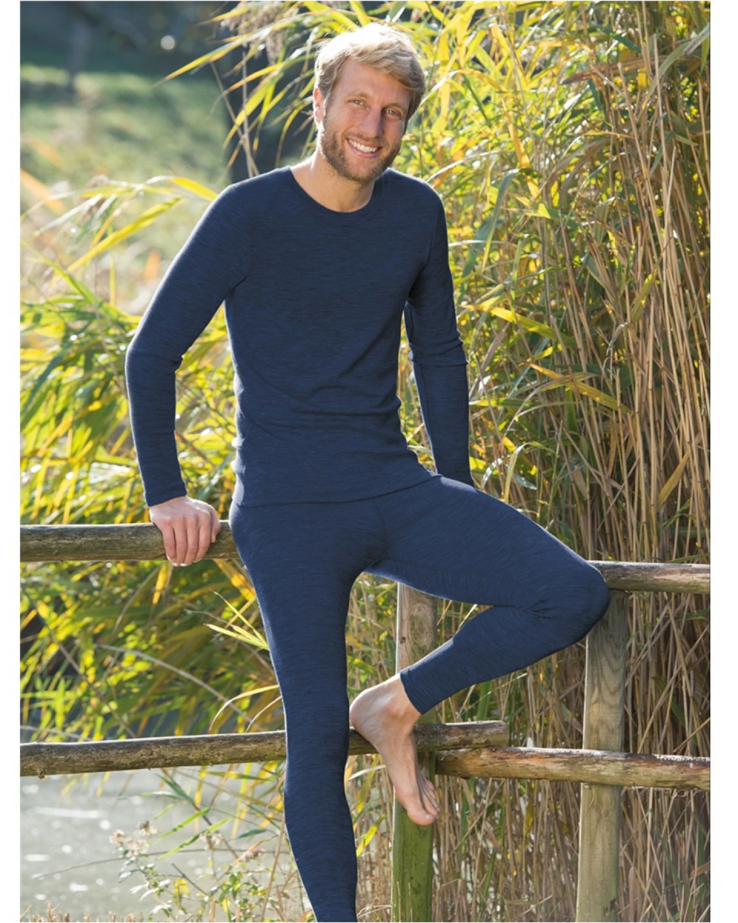 Engel Natur Herren Unterhemd Langarm Wolle Seide marine Gr.46/48 – Ansicht 2