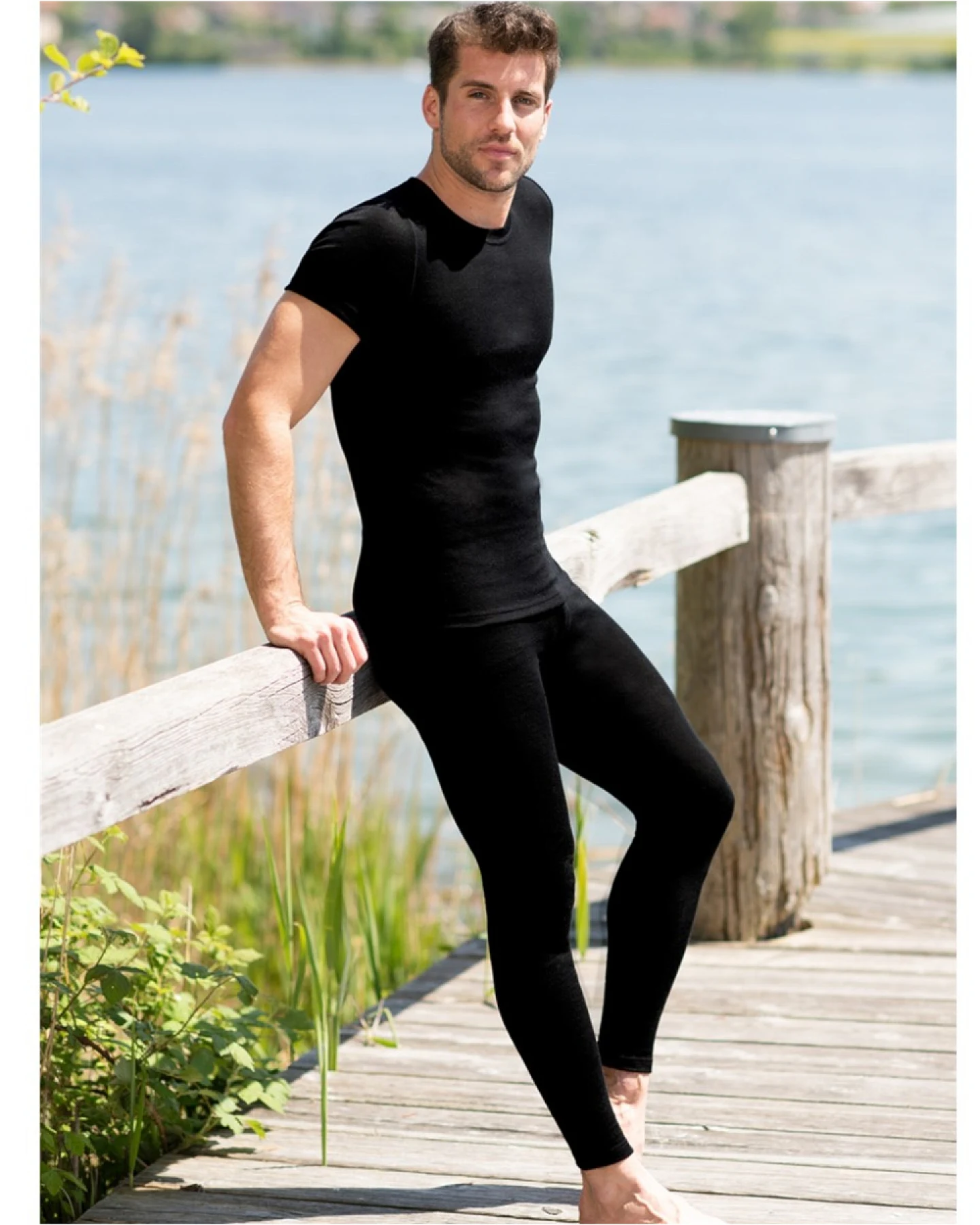 Engel Natur Herren Unterhemd Kurzarm Wolle Seide schwarz Gr.50/52 – Ansicht 2