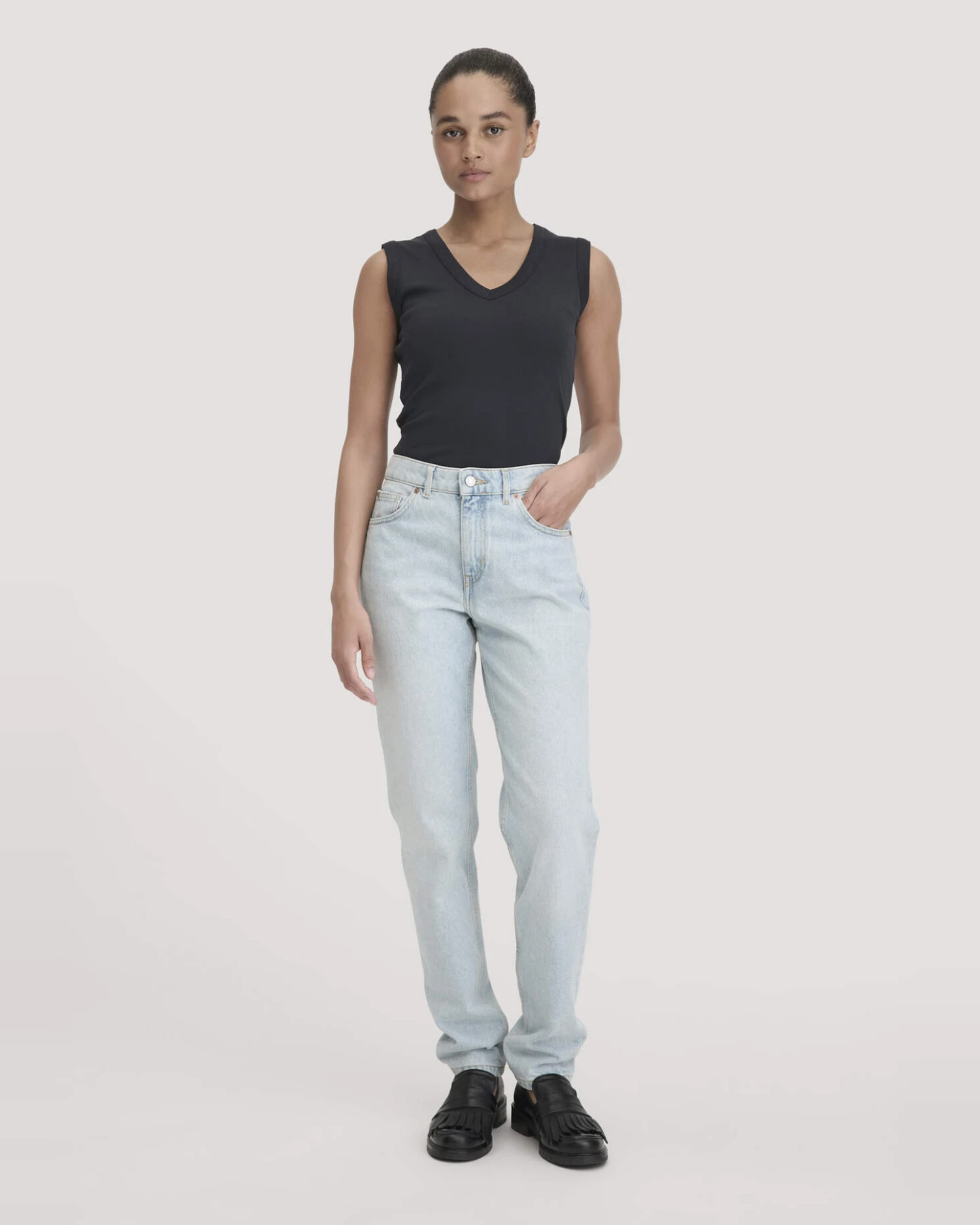 hessnatur Damen Softrib Top Fitted aus Bio-Baumwolle und TENCEL™ Modal - schwarz - Größe 36 – Ansicht 2
