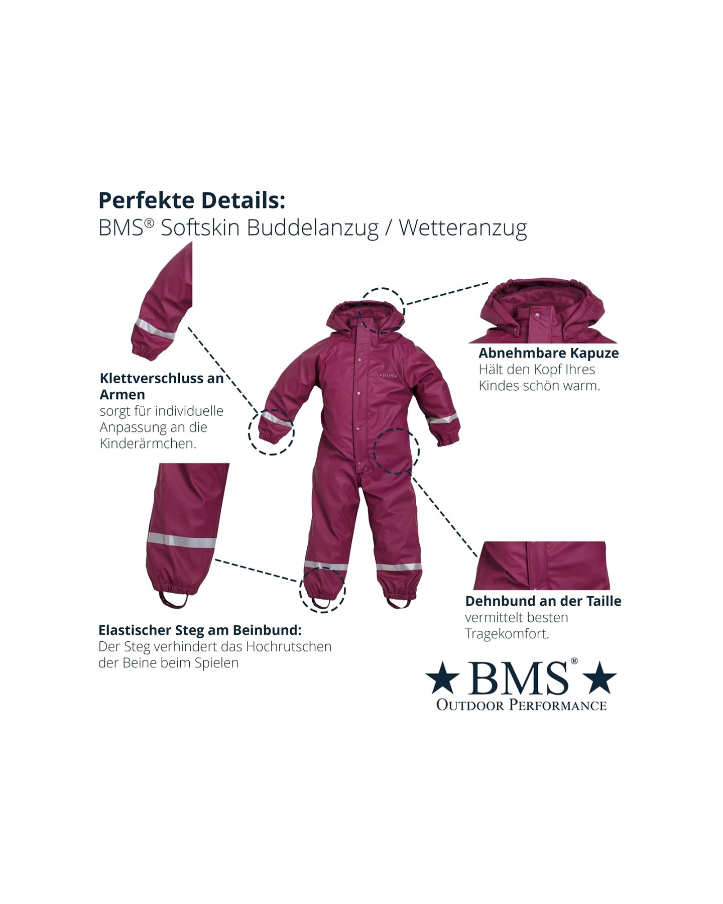 BMS Baby und Kinder Ganzjahr-Regenoverall SoftSkin purple Gr.98 – Ansicht 2
