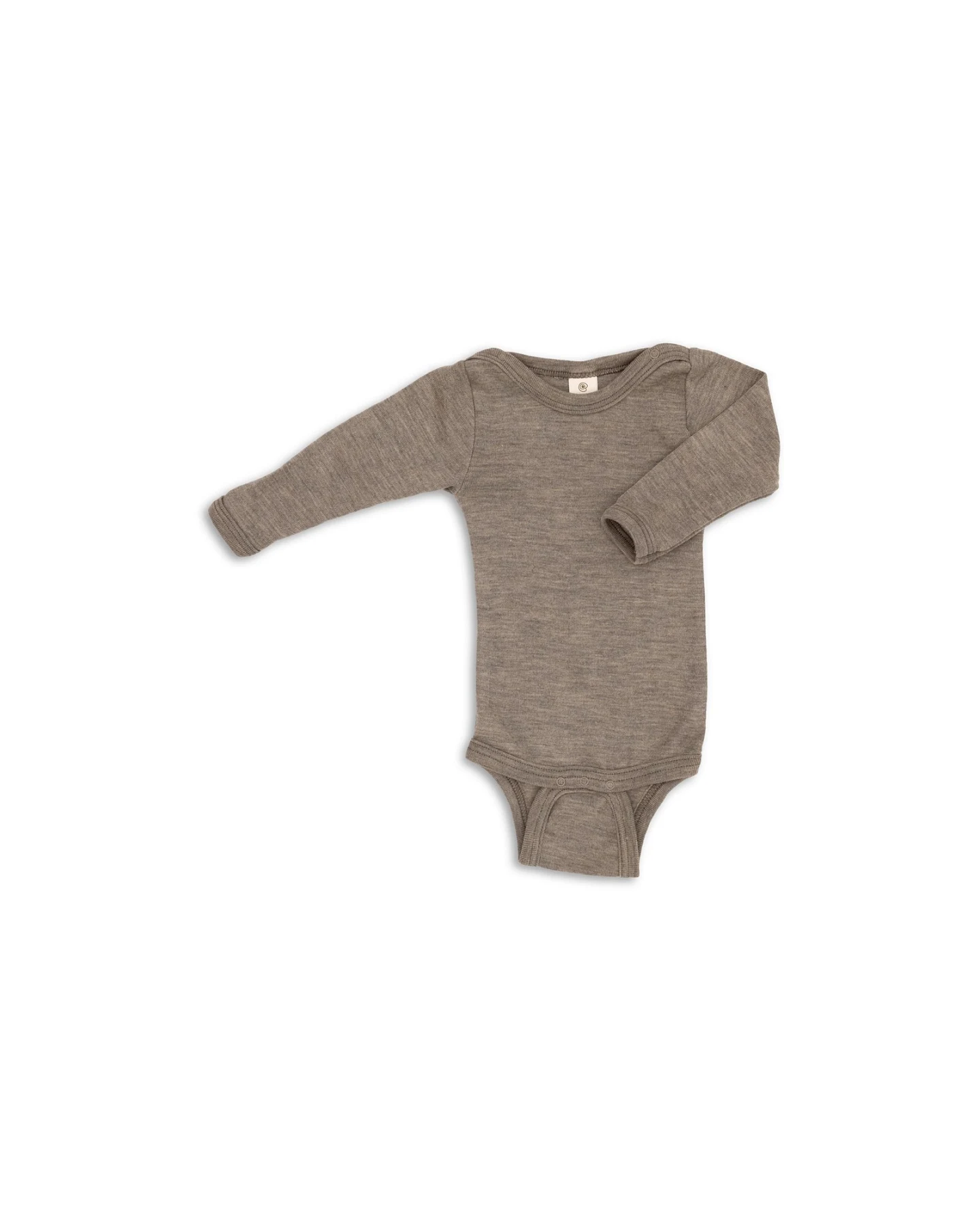 Engel Natur Baby Body Langarm Wolle Seide walnuss Gr.74/80 – Ansicht 2