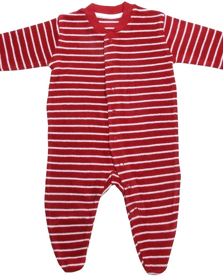Living Crafts Baby und Kinder Schlafanzug Bio-Baumwolle Frottee rot-weiß gestreift Gr.68
