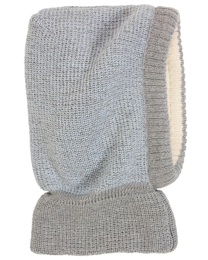 Baby und Kinder Schalmütze grau-bleu melange Gr.46/48