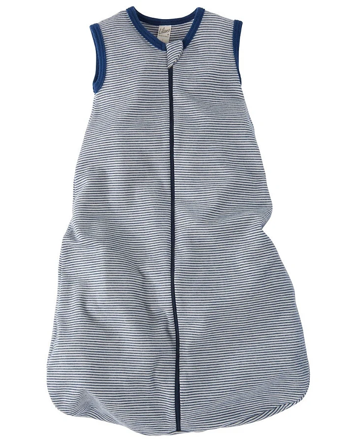 Produktseite: Lilano Schlafsack Baby Wolle Seide marine geringelt Gr.3 (110cm)