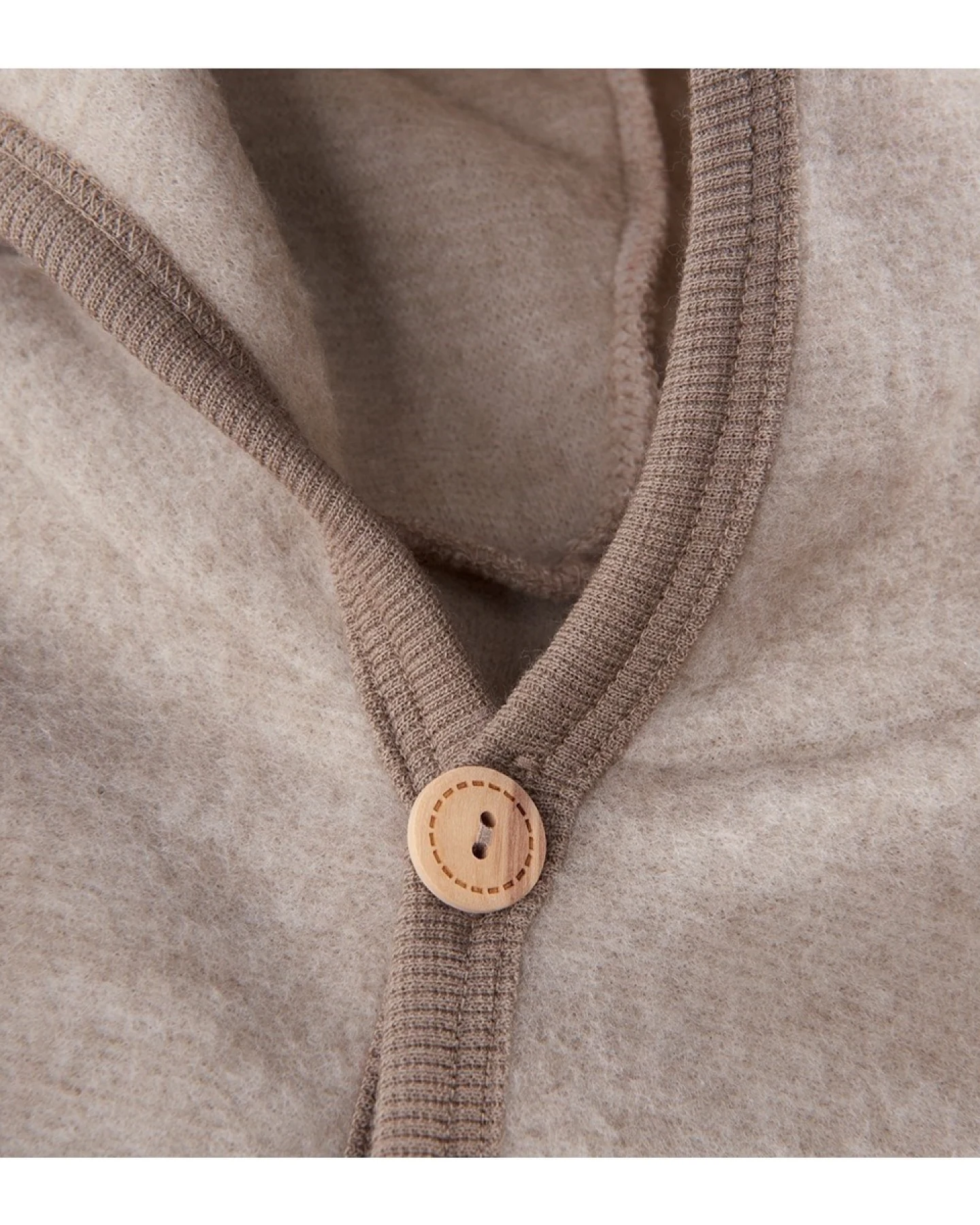 Cosilana Baby und Kinder Kapuzenoverall Wolle-Baumwolle Fleece latte macchiat Gr.86/92 – Ansicht 2