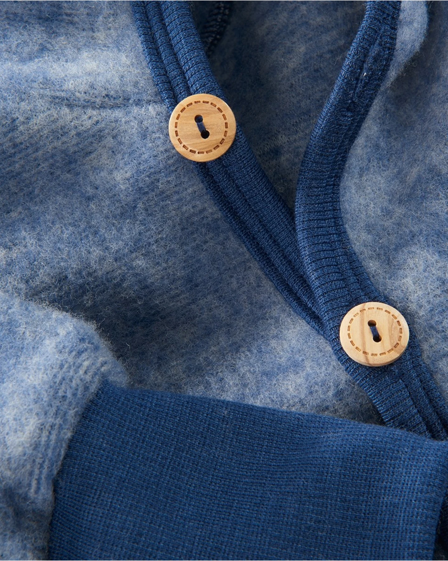 Cosilana Baby und Kinder Kapuzenoverall Wolle-Baumwolle Fleece marine Gr.74/80 – Ansicht 2