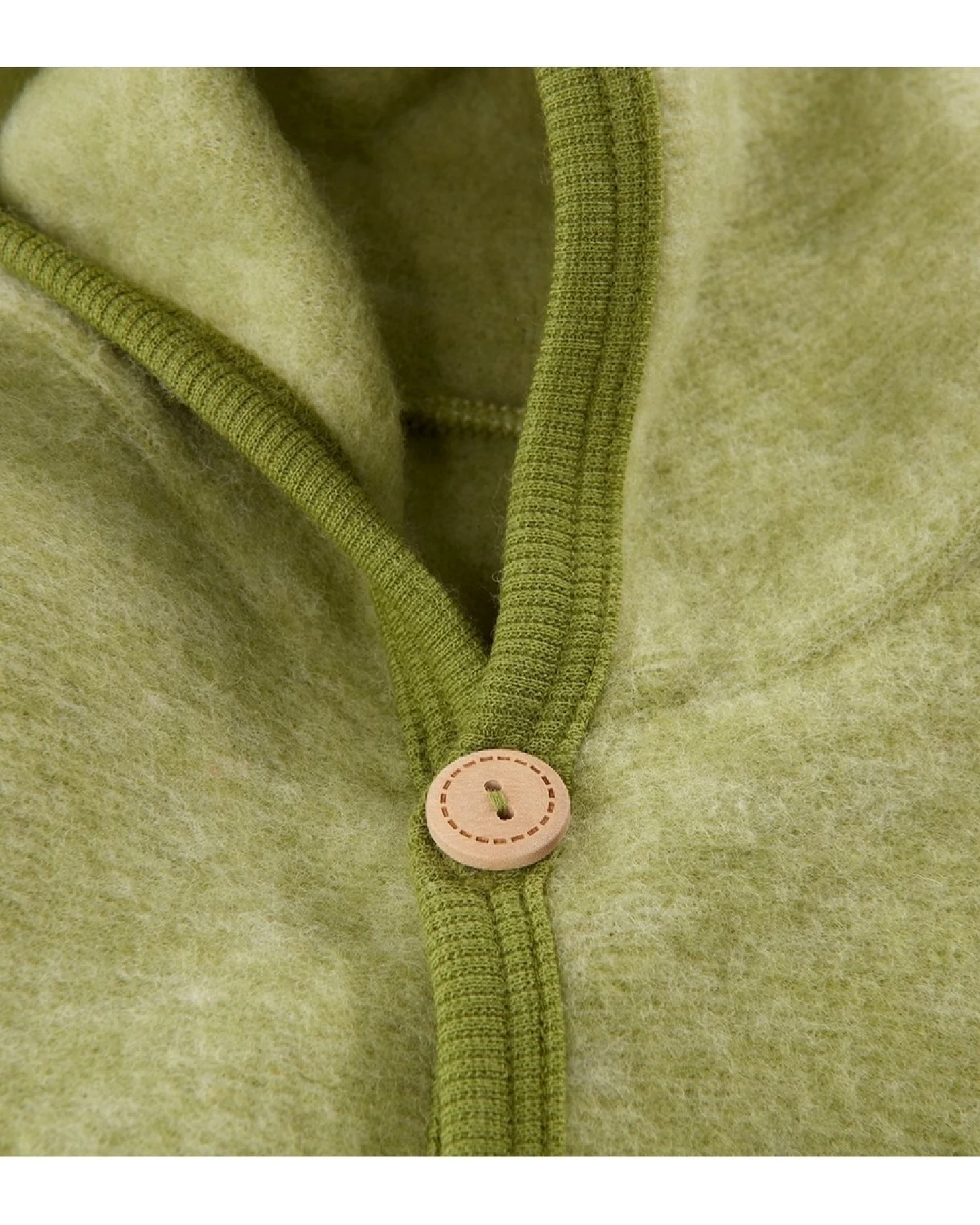 Cosilana Baby und Kinder Kapuzenoverall Wolle-Baumwolle Fleece lindgrü Gr.74/80 – Ansicht 2