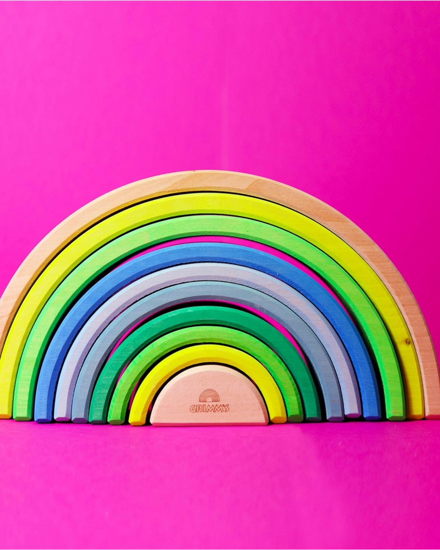 Grimms Großer Regenbogen aus Lindenholz, 10-teilig neon grün Maße 27,4 x 13,7 cm – Ansicht 2